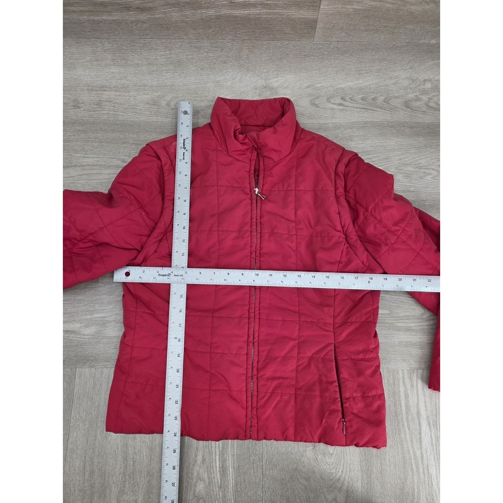 Petite Sophisticate Quilted Jacket Women's Medium Red Zip Front Turns Into Vest - Picture 3 of 10